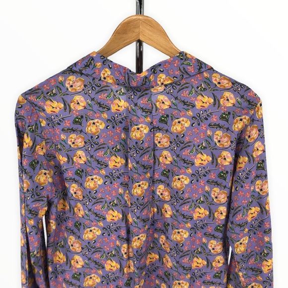 Nrvna Mode Cosette Floral Blouse Purple Floral Long Sleeve NWT size Small - Picture 8 of 13